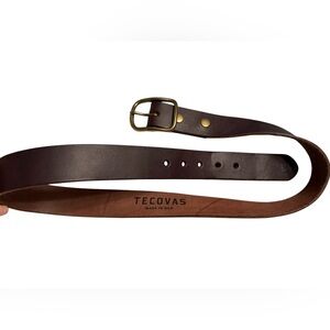 Tecovas Dark Brown Leather Men’s Belt with Brass Buckle, Size 36